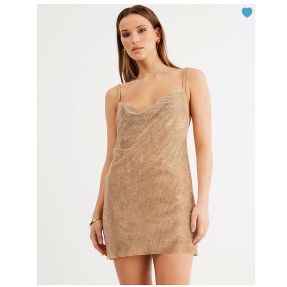 👗 SNDYS Sunset Gold Backless Mini Dress US 4 NWT Revolve Party Cocktail 👗 - Picture 1 of 9